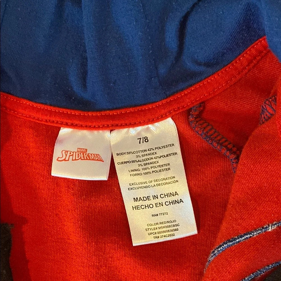 Spiderman Red and Blue Kids Costume Hoodie - Picture 3 of 7